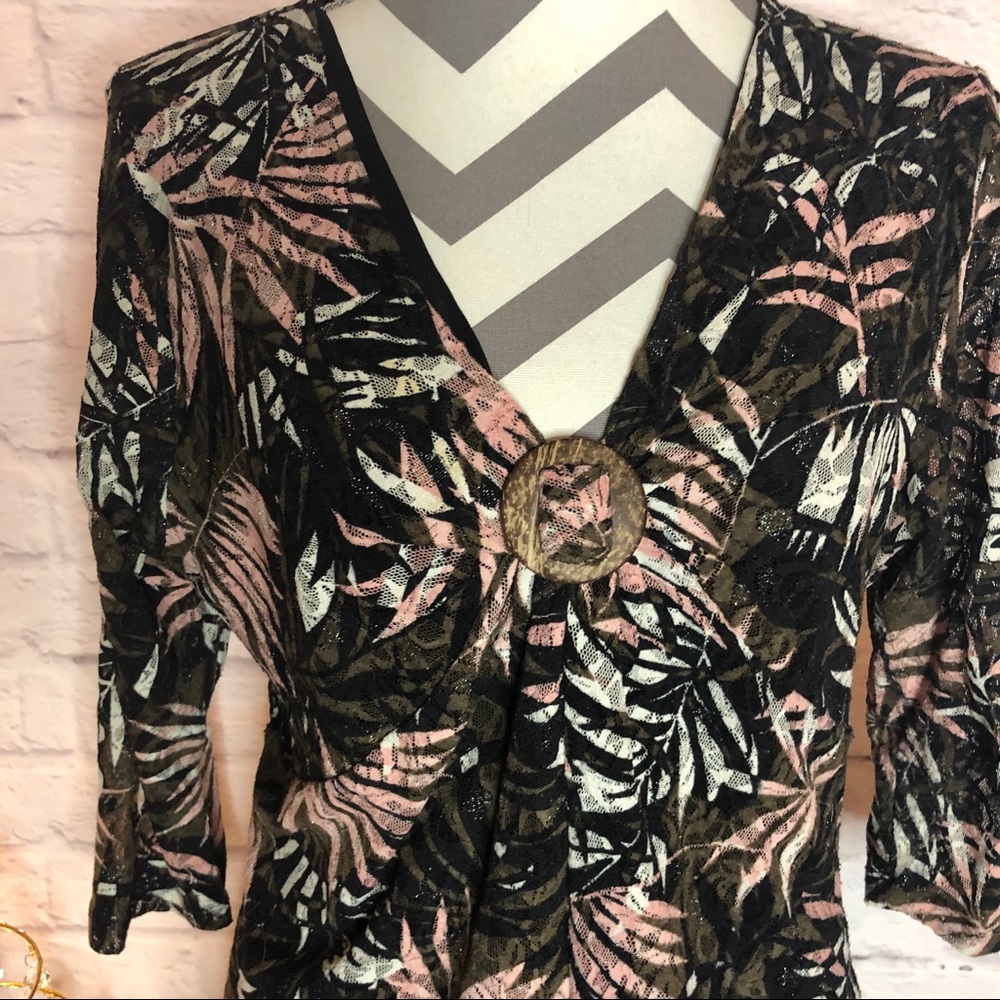 Sparkly Leaf Print Top - image 2